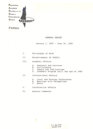 PASSIA Annual Report 1987