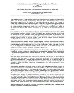 Recent Political Developments in the Peace Process