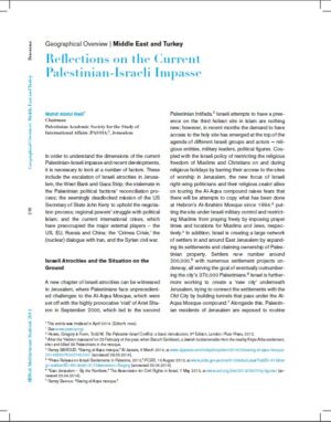 Reflections on the Current Palestinian-Israeli Impasse