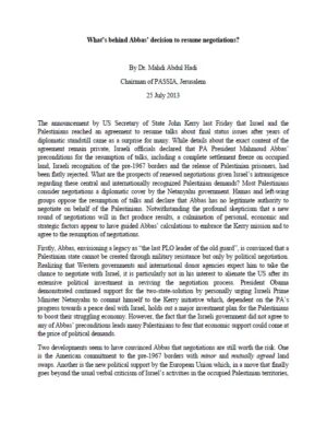 What’s Behind Abbas’ Decision to Resume Negotiations?