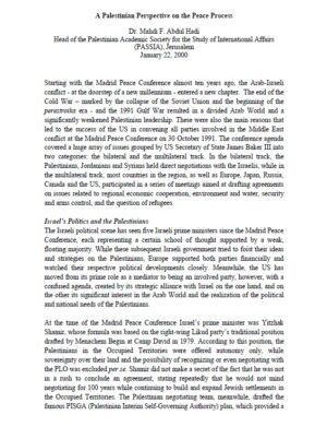 A Palestinian Perspective on the Peace Process