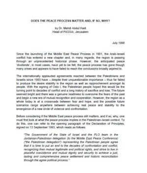 Does the Peace Process Matter and, If So, Why?