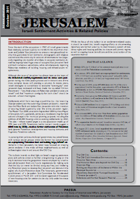 Jerusalem: Israeli Settlement Activities & Related Policies