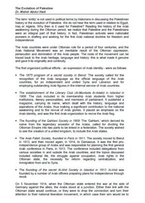 The Evolution of Palestine