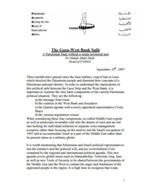 The Gaza-West Bank Split: A Palestinian State Without a Single Territorial Unit