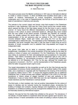 The Peace Process and the Many Interpretations